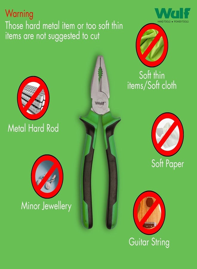 WULF 8 Inch Combination Cutting Plier | Heavy Duty Wire Cutter & Grip Tool | Anti-Rust Steel Construction with Shockproof Ergonomic Handle | Ideal for Electrical, Industrial & Plumbing Work - Image 5